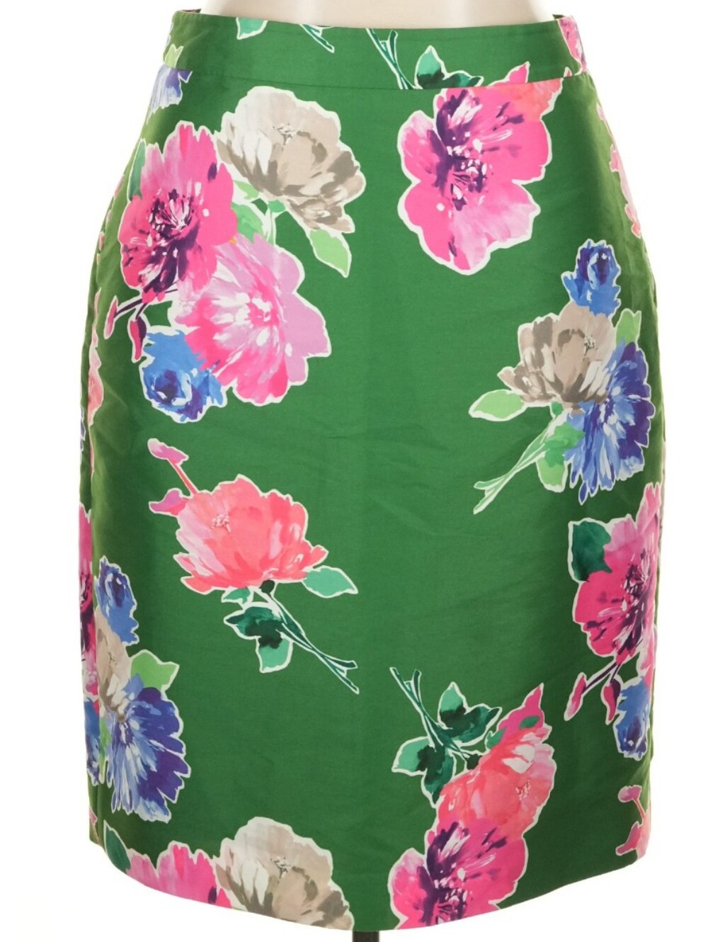 Kate Spade Green Floral Pencil Skirt with Pink, Blue & Cream Blooms - Picture 4 of 11